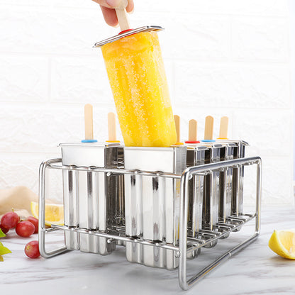 Household 304 Stainless Steel Ice Cream Popsicle Mold Set with Rack