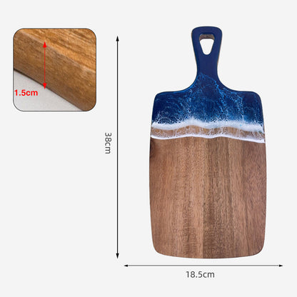 Luxury Resin Ocean Wave Wood Cutting Board - Handmade Acacia Wood Charcuterie Board
