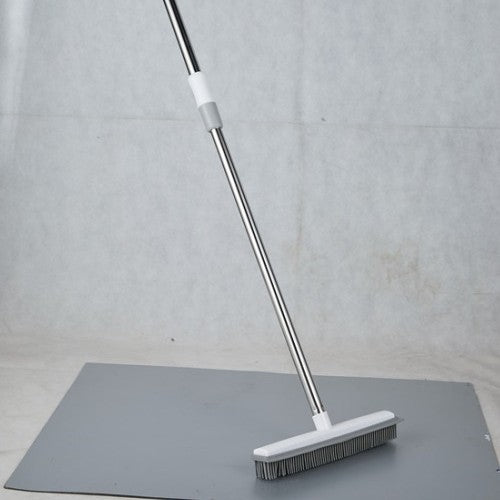 Magic Carpet Brush with Long Handle | Stainless Steel Silicone Floor Cleaning Brush and Water Scraper