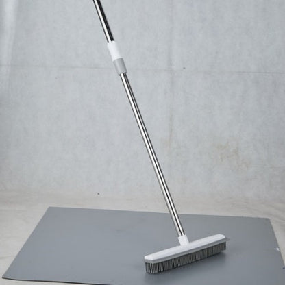 Magic Carpet Brush with Long Handle | Stainless Steel Silicone Floor Cleaning Brush and Water Scraper