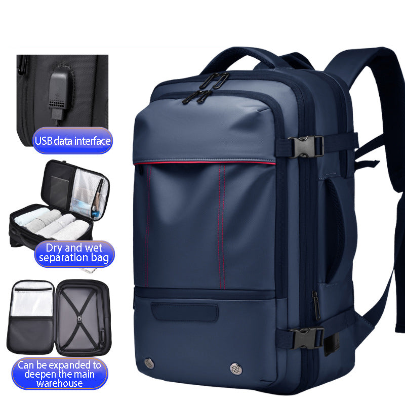 Men's Large Capacity Business Travel Backpack with Expansion and Vacuum Compression