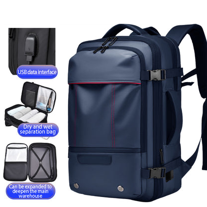 Men's Large Capacity Business Travel Backpack with Expansion and Vacuum Compression