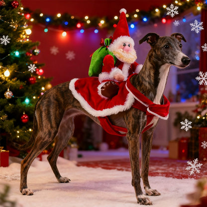 Funny Santa Riding Dog Costume - Festive Holiday Pet Outfit