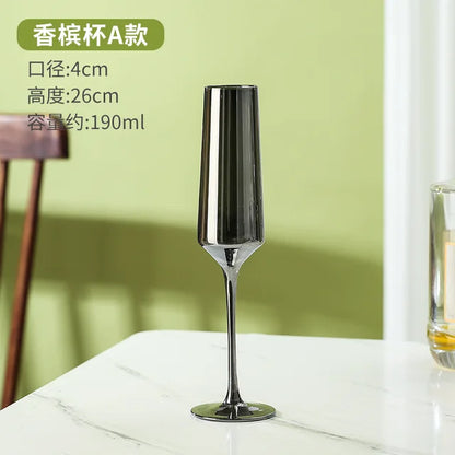 Luxury Electroplated Smoky Gray Crystal Glass | Modern Black Brandy & Whiskey Goblet