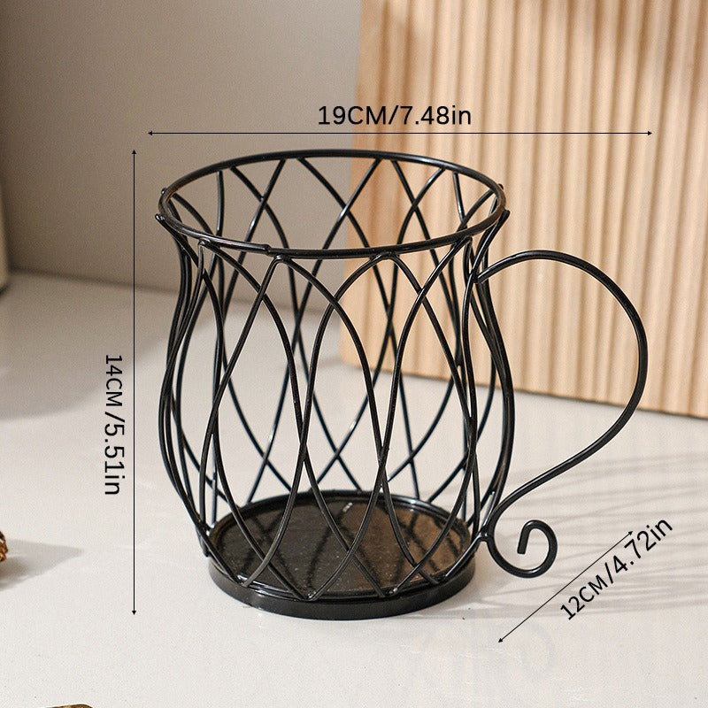 Elegant Mug-Shaped Coffee Pod Holder - Large Capacity Metal Capsule Organizer