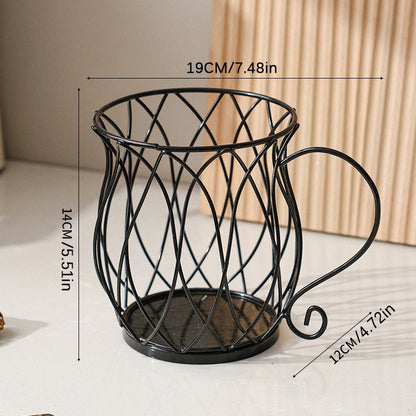 Elegant Mug-Shaped Coffee Pod Holder - Large Capacity Metal Capsule Organizer
