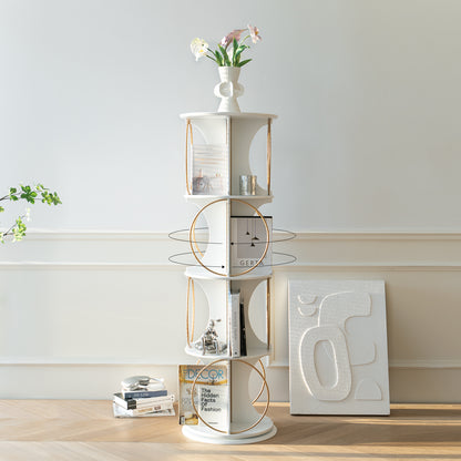 4-Tier 360° Rotating Bookshelf & Display Rack – Floor Standing Modern Storage Organizer for Home & Office