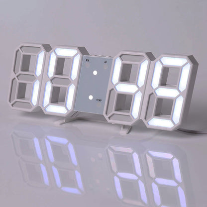 3D LED Digital Alarm Clock - Modern Wall & Desk Clock with Colorful Display