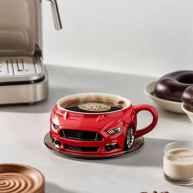 Handmade Mustang Car-Shaped Coffee Mug - Creative Stainless Steel Novelty Office Cup