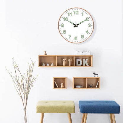 8-Inch Luminous Silent Wall Clock – Glow in the Dark Night Light Clock for Bedroom & Living Room (Non-Perforated)