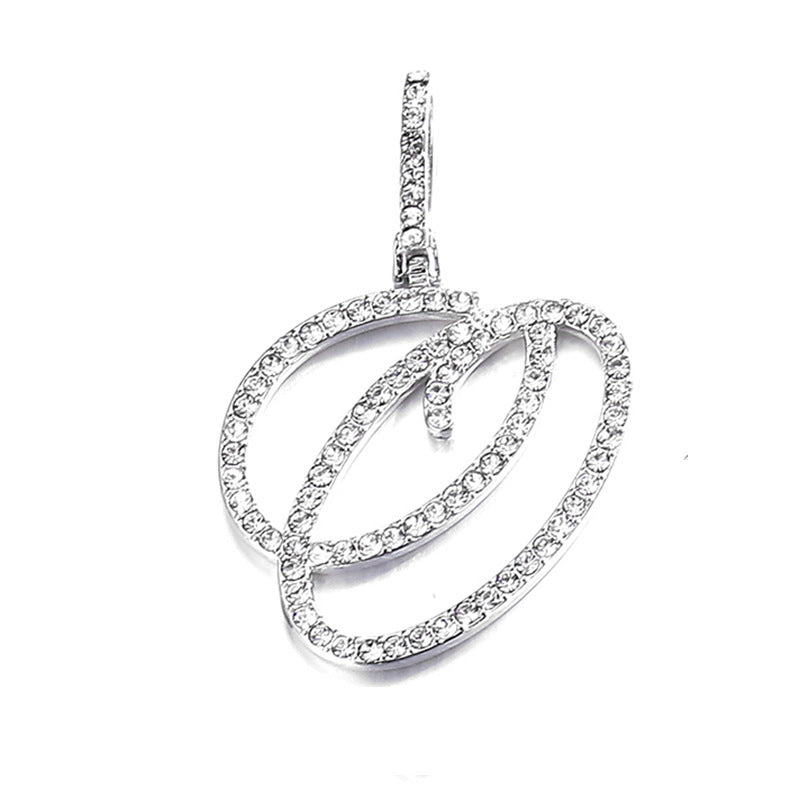 Iced Out Initial Letter Pendant Cuban Chain Necklace