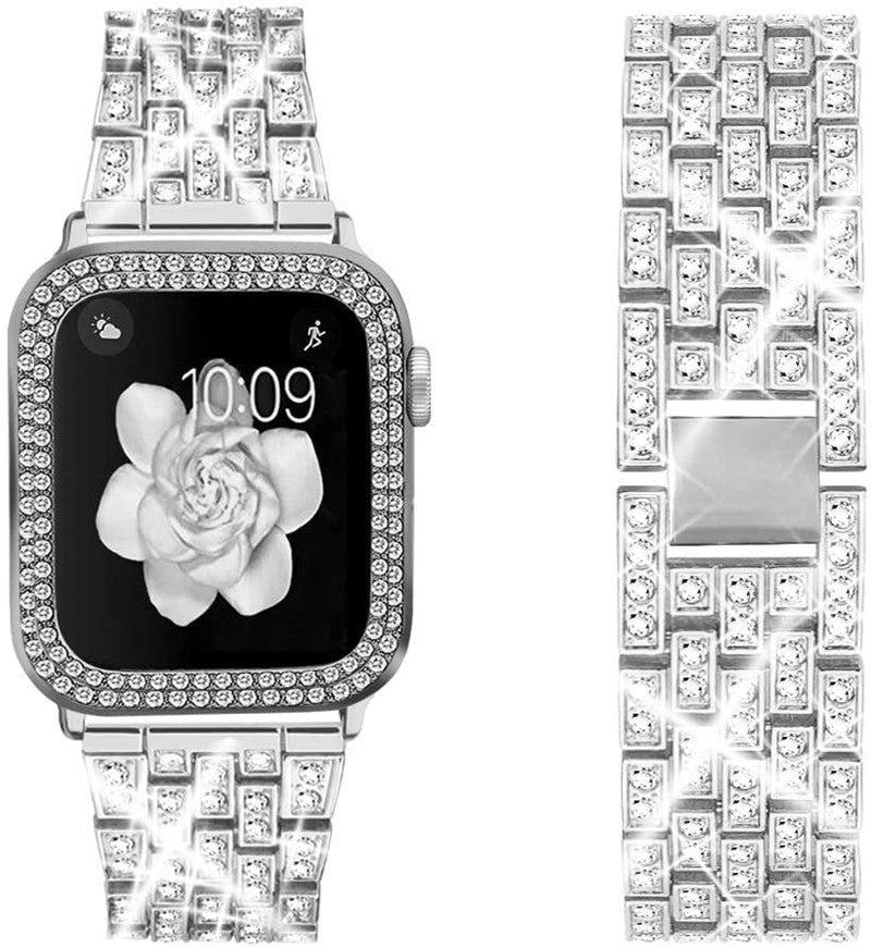 Women's Bling Rhinestone Band for iWatch Series 8 7 6 SE 5 3 - Elegant Metal Bracelet 40mm 41mm 44mm 45mm