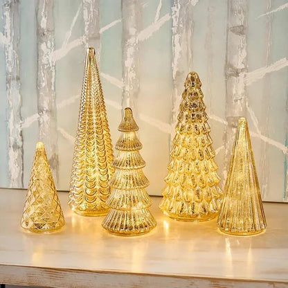 5-Piece 3D Printed Crystal Light-Up Trees with Upgraded LED Glow