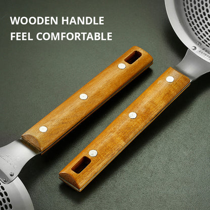 Large Stainless Steel Spider Strainer Skimmer with Wooden Handle for Frying and Cooking