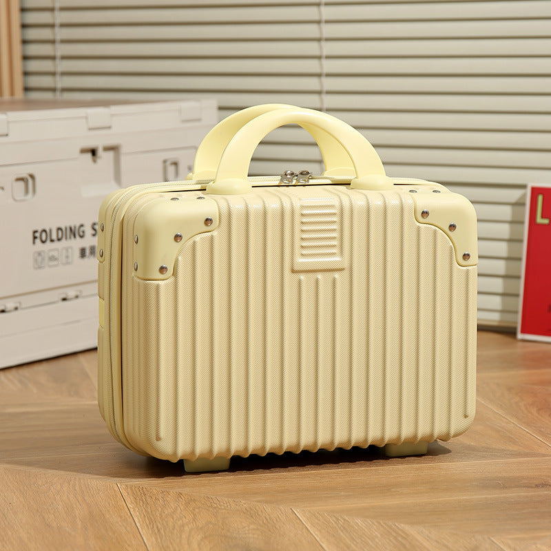 Vintage Luggage Mini Makeup Case | 14-Inch Small Storage Lock Box