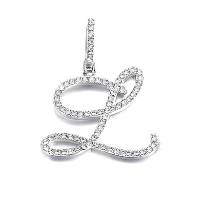Iced Out Initial Letter Pendant Cuban Chain Necklace