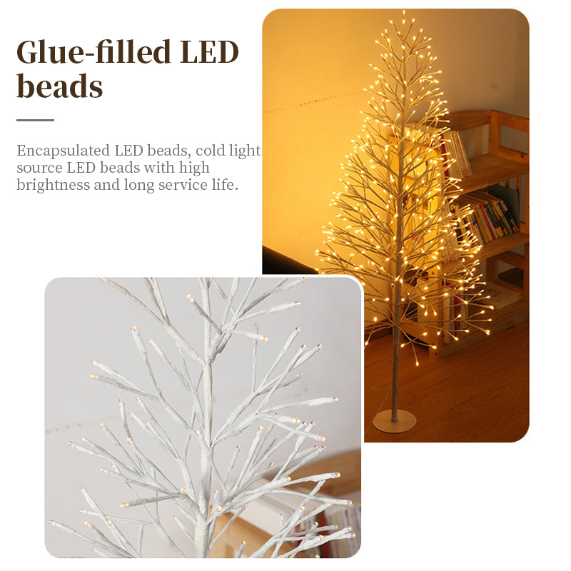 9ft White Artificial Christmas Tree Pre-Lit with Warm White LED Fairy Lights / Indoor/Outdoor Holiday Home Decor