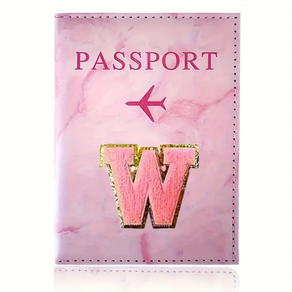 Monogrammed Pink Marble Effect Passport Clip