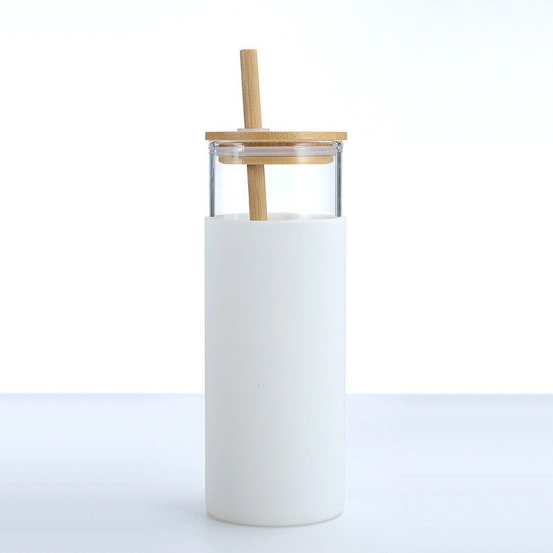 High Borosilicate Glass Tumbler with Bamboo Lid and Silicone Sleeve
