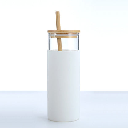 High Borosilicate Glass Tumbler with Bamboo Lid and Silicone Sleeve