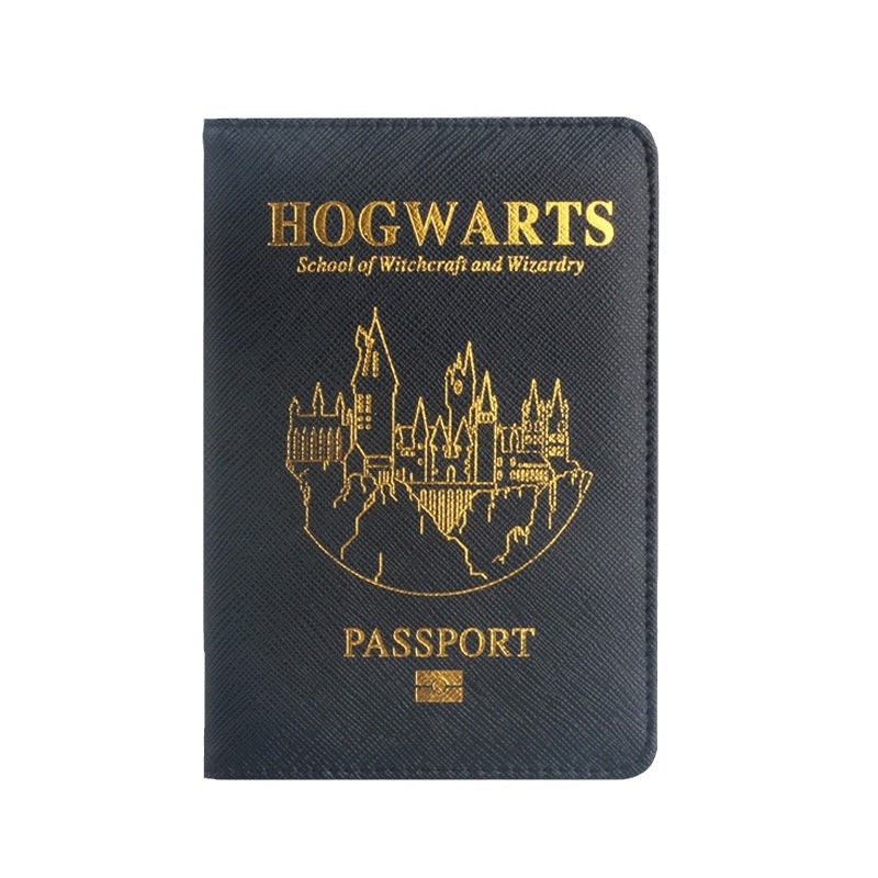 Hogwarts Magic School RFID Blocking Passport Cover - Cross Pattern PU Leather Travel Wallet