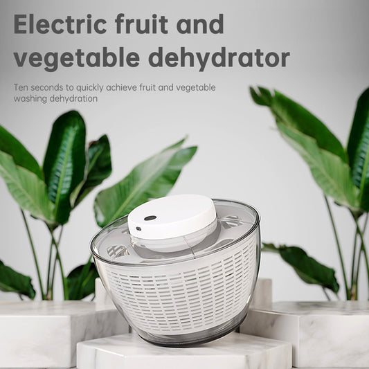 Electric Fruit and Vegetable Dehydrator - 10-Second Quick Dry Salad Spinner & Washer with Automatic Drain Basket