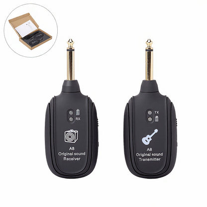Wireless Guitar Transmitter Receiver System with USB Charging for Instruments
