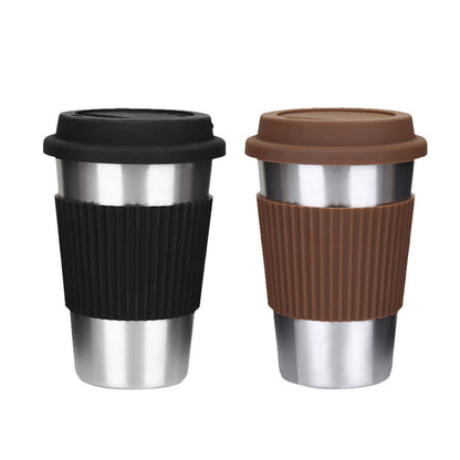 Stainless Steel Insulated Coffee Travel Mug with Black Grip