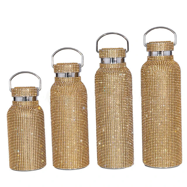 Elegant Bling Jewelry Water Bottle | Vacuum Insulated Flask for Coffee & Tea | Stylish Gift for Her