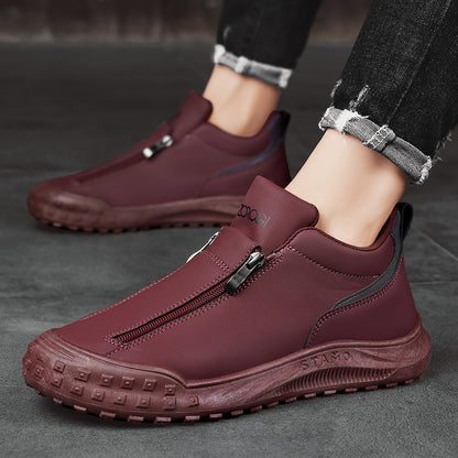 Men's Urban Casual Board Shoes – Modern Low-Top Sneakers with Zipper Detail & Easy-Wear Design