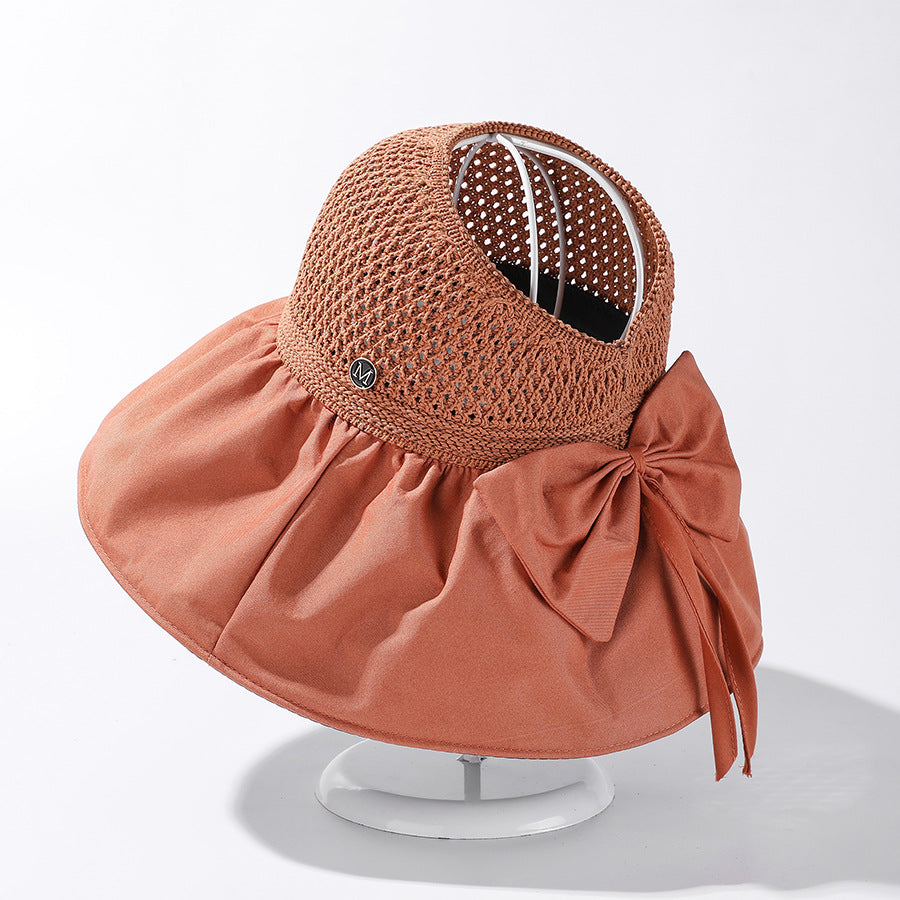 Women's Summer Wide Brim Sun Hat - Foldable Beach Visor with UV Protection