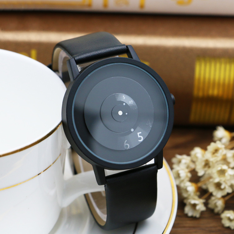 Trendy Pointerless Concept Watch with Stainless Steel Mesh Strap.