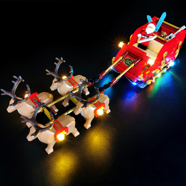Christmas Building Block Lighting Kit for Santa Claus Reindeer Sled