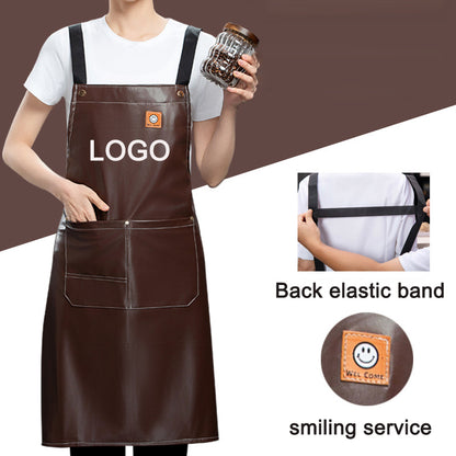 Heavy Duty Soft Leather Apron for Cooking & BBQ | Adjustable Elastic Band & Multi-Pocket Design