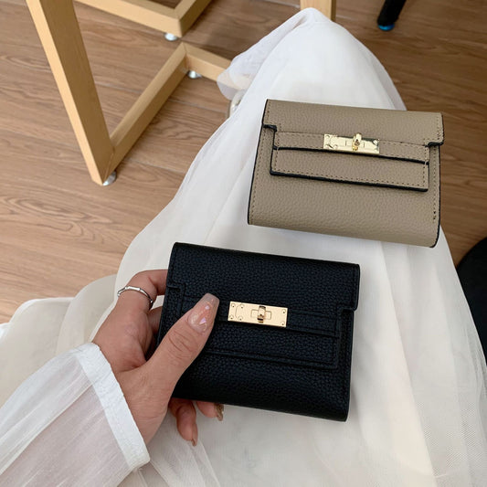 Women's Premium Small Wallet with Gold-Tone Buckle Closure - Instagram Style