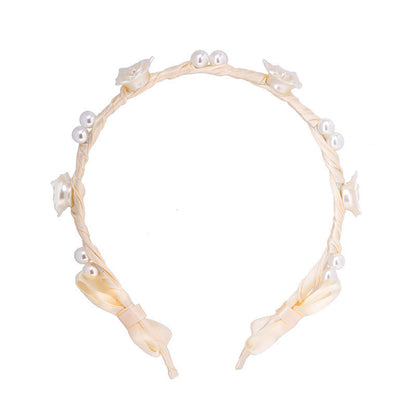 Luxury Pearl & Rose Floral Headband | Summer Chic Niche Design Hair Hoop