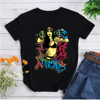 Trendy Urban Streetwear Graphic Tee - Casual Black T-Shirt