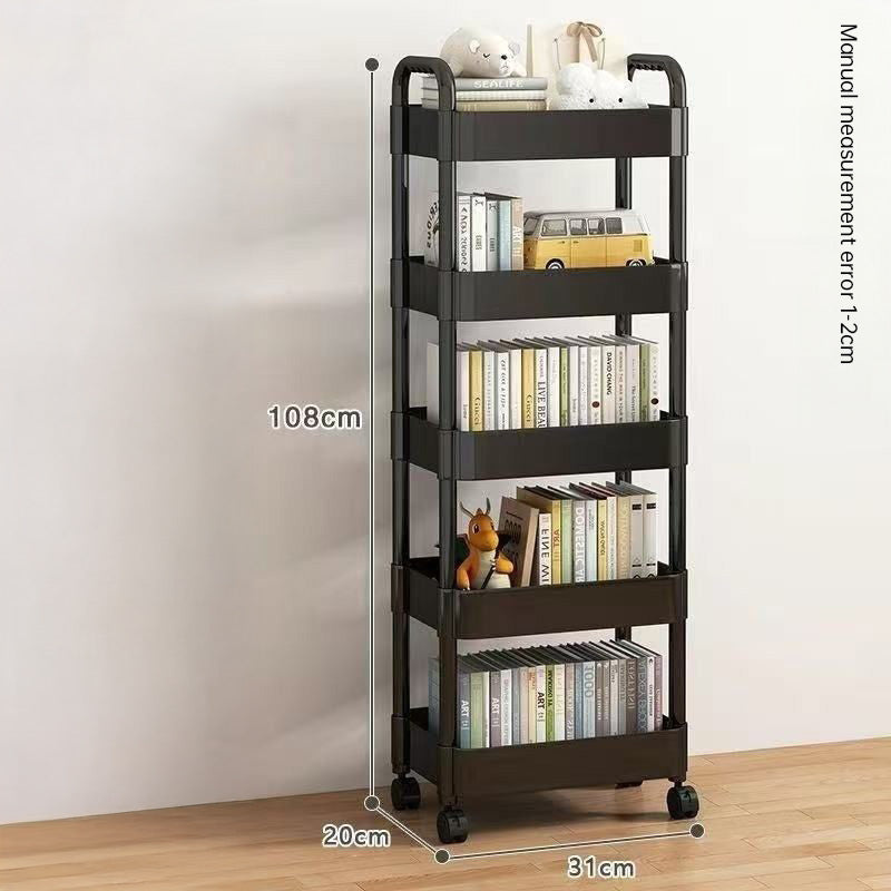 Multi-Layer Wheeled Utility Cart | Rolling Storage Shelf for Home, Kitchen, Bathroom (Snacks, Books)