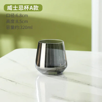 Luxury Electroplated Smoky Gray Crystal Glass | Modern Black Brandy & Whiskey Goblet