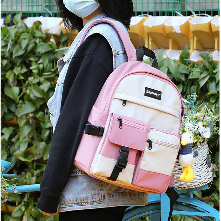 INS Style Lightweight School Backpack for Girls - Large Capacity Casual Campus Bag