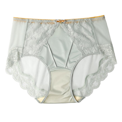 Luxury Mid-High Waist Lace Briefs - Silk-Cotton Lined Antibacterial Mesh