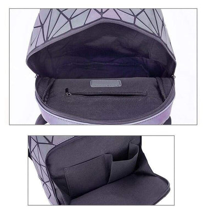 Geometric Prism Luminous Backpack - Large Capacity Holographic Reflective School Bag
