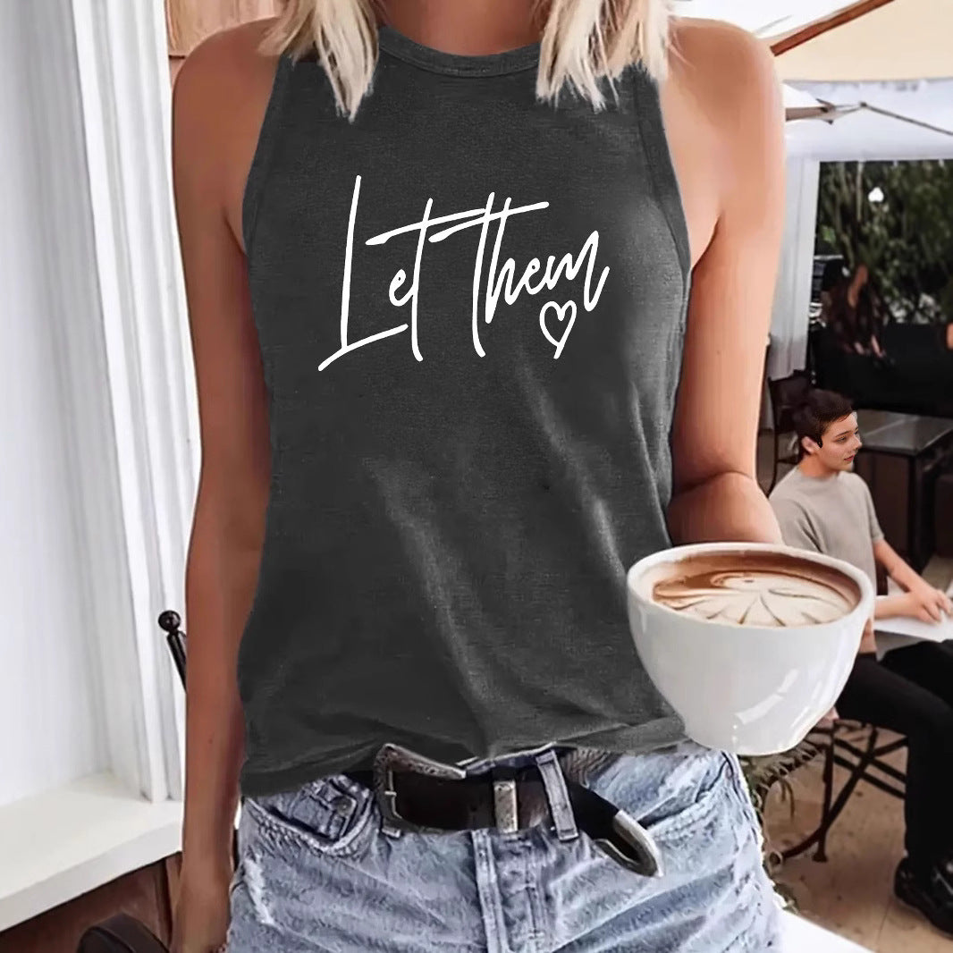Let Them' Slogan Printed Vest | Loose Fit Graphic Tank Top for