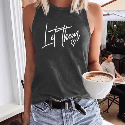 Let Them' Slogan Printed Vest | Loose Fit Graphic Tank Top for