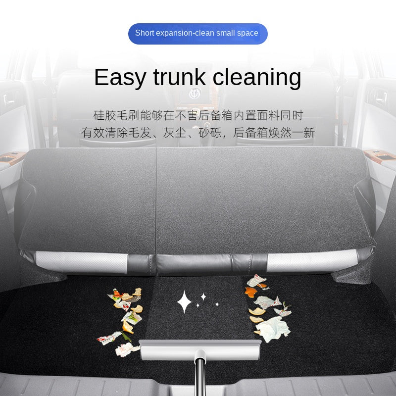Magic Carpet Brush with Long Handle | Stainless Steel Silicone Floor Cleaning Brush and Water Scraper
