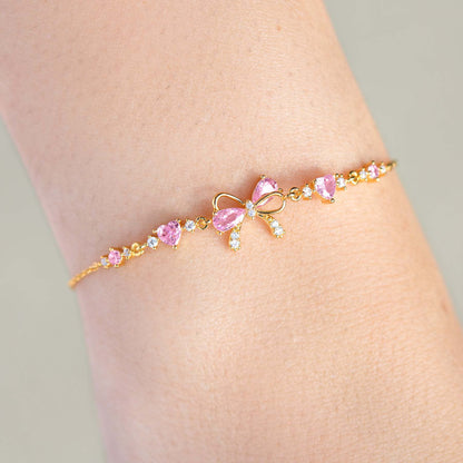Ins Style Cute Pink Zircon Butterfly Charm Bracelet Set for Women