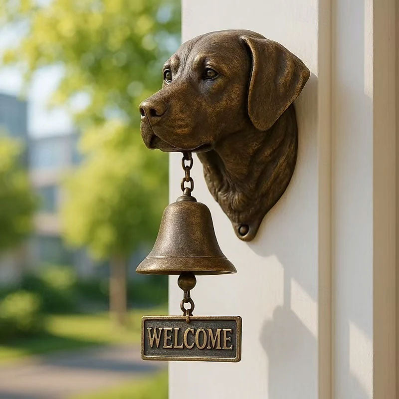 Vintage Dog Welcome Bell – Metal Wall-Mounted Merchant Chime for Home & Office Entrance