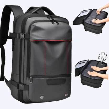 Men's Large Capacity Business Travel Backpack with Expansion and Vacuum Compression