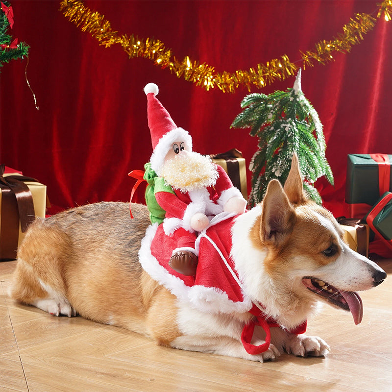 Funny Santa Riding Dog Costume - Festive Holiday Pet Outfit