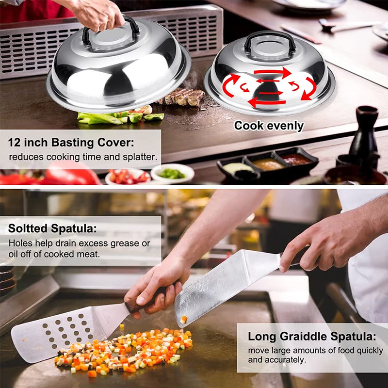 Heavy-Duty Stainless Steel Griddle Tools Kit | 29-Piece Barbecue Set with Carrying Bag